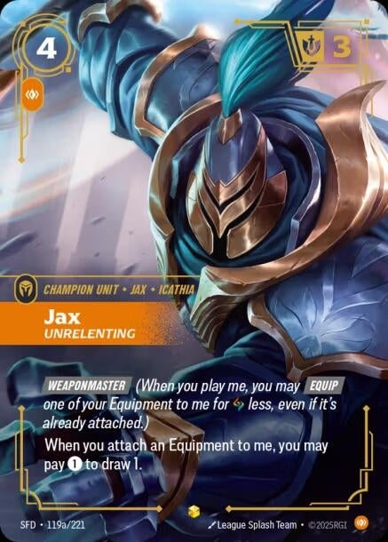 Image for Jax - Unrelenting (Alternate Art) (119a/221) - Riftbound: League of Legends Trading Card Game