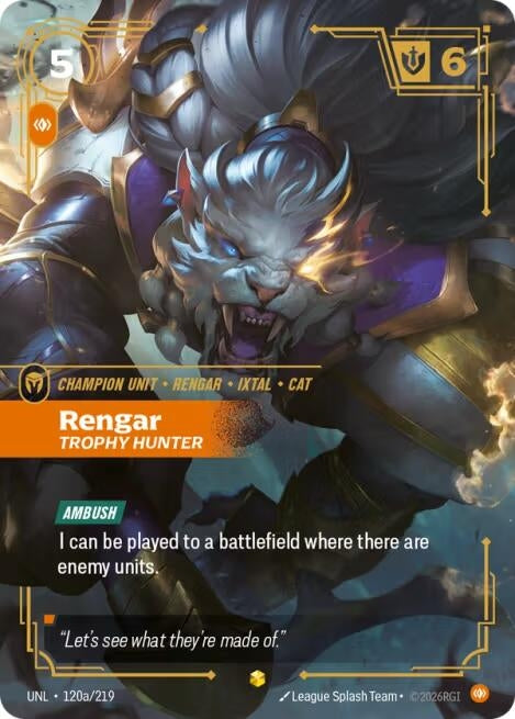 Image for Rengar - Trophy Hunter (Alternate Art) (120a/219) - Riftbound: League of Legends Trading Card Game
