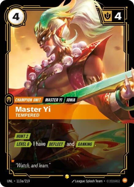Image for Master Yi - Tempered (Alternate Art) (113a/219) - Riftbound: League of Legends Trading Card Game