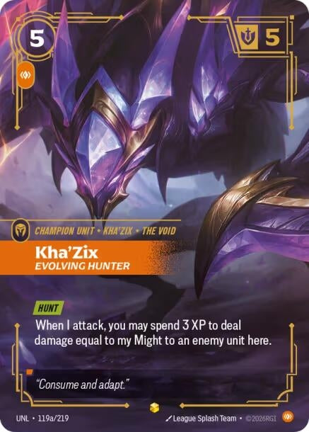 Image for Kha'Zix - Evolving Hunter (Alternate Art) (119a/219) - Riftbound: League of Legends Trading Card Game