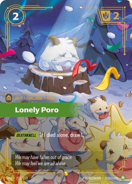 Image for Lonely Poro (Overnumbered) (221/219) - Riftbound: League of Legends Trading Card Game