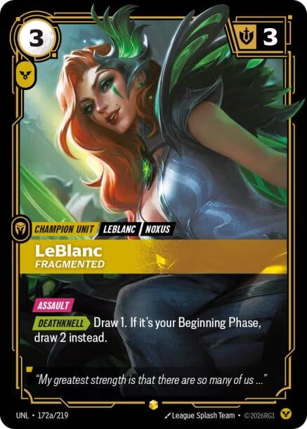 Image for LeBlanc - Fragmented (Alternate Art) (172a/219) - Riftbound: League of Legends Trading Card Game