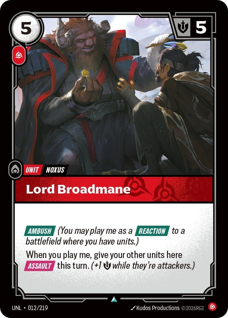 Image for Lord Broadmane (012/219) - Riftbound: League of Legends Trading Card Game